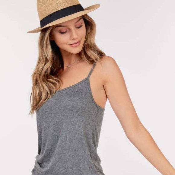 Shop Basics USA Spaghetti Strap Lace Hem Tank - Picture 1 of 4